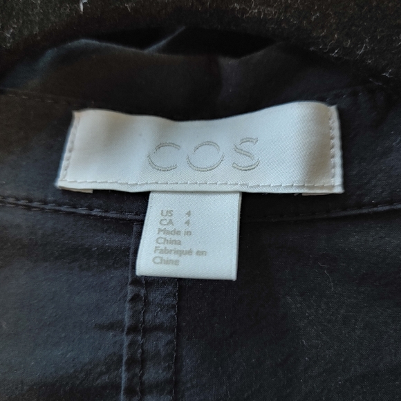 COS Black Cotton Topstitched Belted Jumpsuit Sz 4 US - Picture 9 of 10